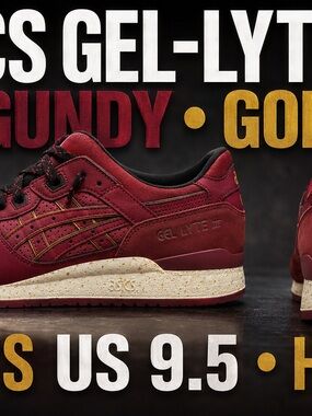 Asics Men’s Burgundy and Gold Accent Sneakers